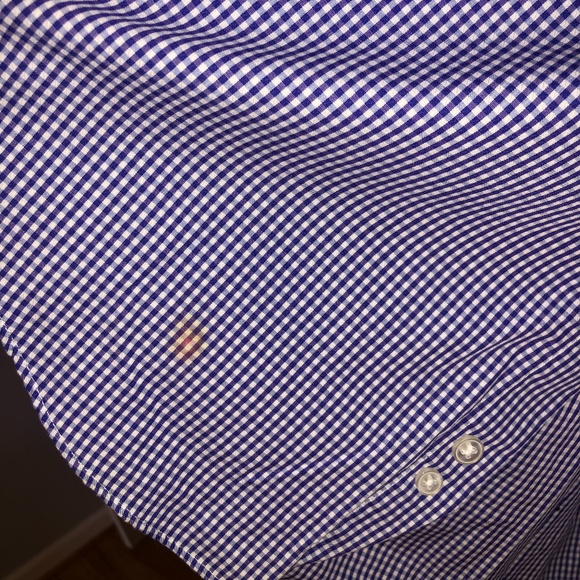 Calvin Klein Navy Check Dress Shirt, 17 Slim - Picture 4 of 5